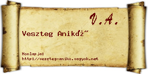 Veszteg Anikó névjegykártya